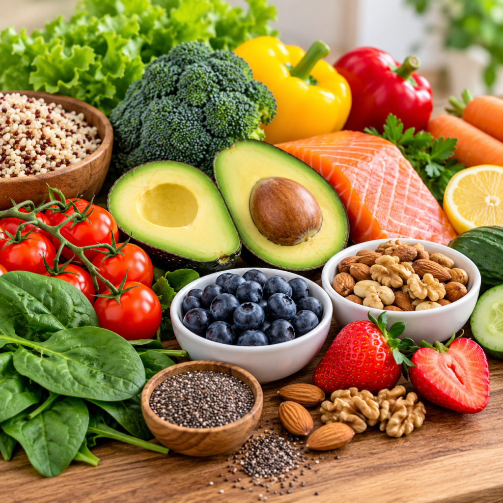 festín colorido de alimentos saludables